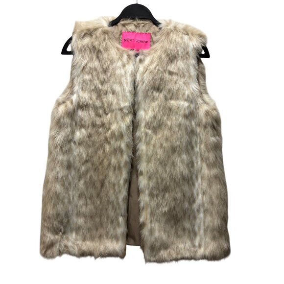 Betsey Johnson Faux Fur Vest Size M Beige Tan - Picture 3 of 7